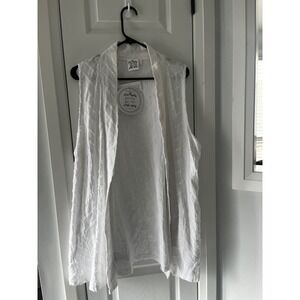 Parsley & Sage White Textured Chevron Fringe Open Front Vest XL NWT Lightweight